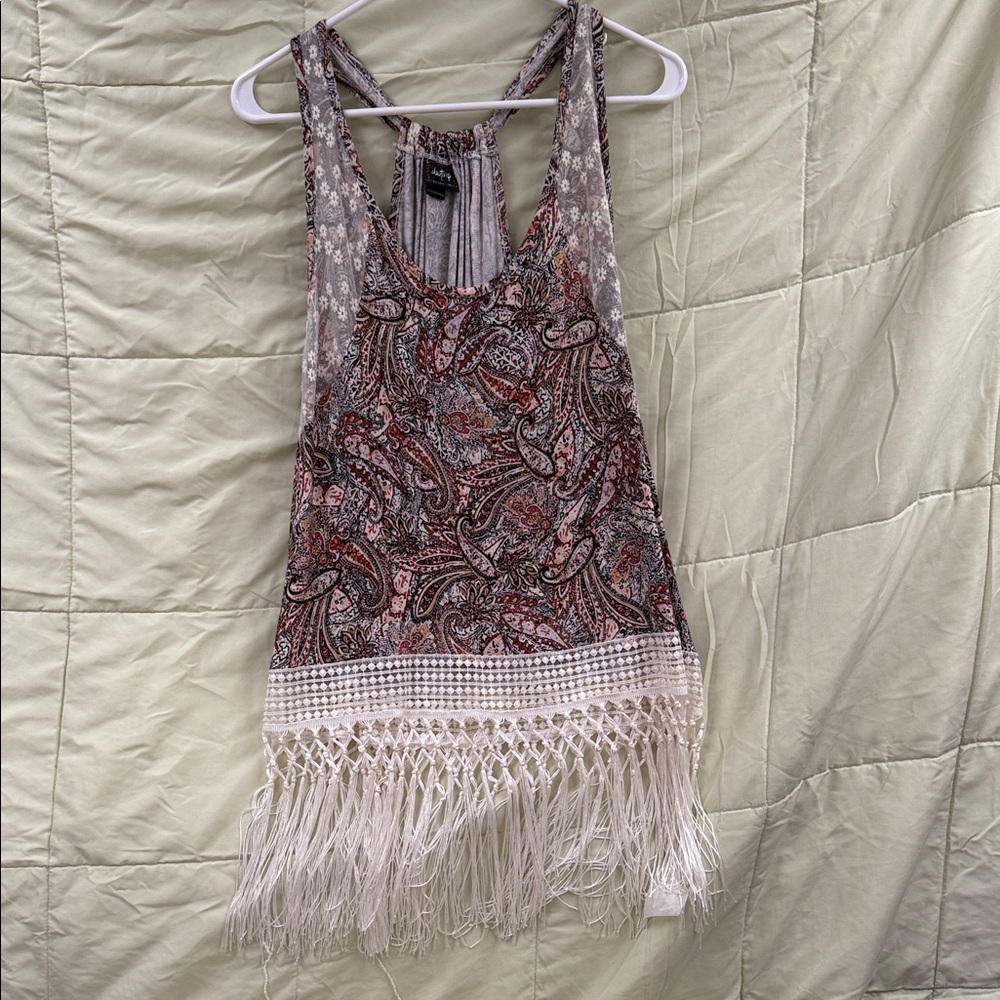 Daytrip Multicolor Paisley Tank Top with Fringe